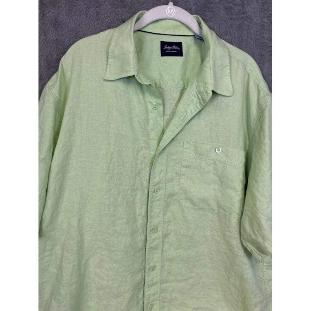 Indigo Palms Tommy Bahama Mens XL Lime Green 100% Linen Short‎ Sleeve Shirt